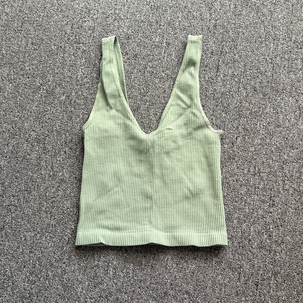 Nikibiki Light Green Ribbed Crop Top